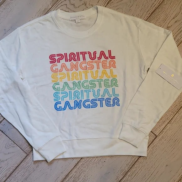Spiritual Gangster Savasana rainbow logos crew neck soft sweater Sweatshirt S - Picture 2 of 6